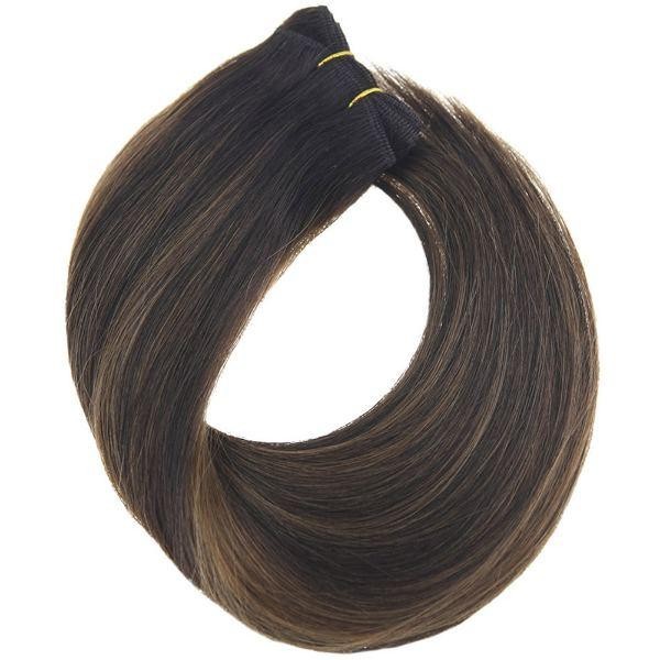 Sunny Hair WEFT 12in Balayage Brown Highlights Hair Extensions HW_2-2-6_12_70G4