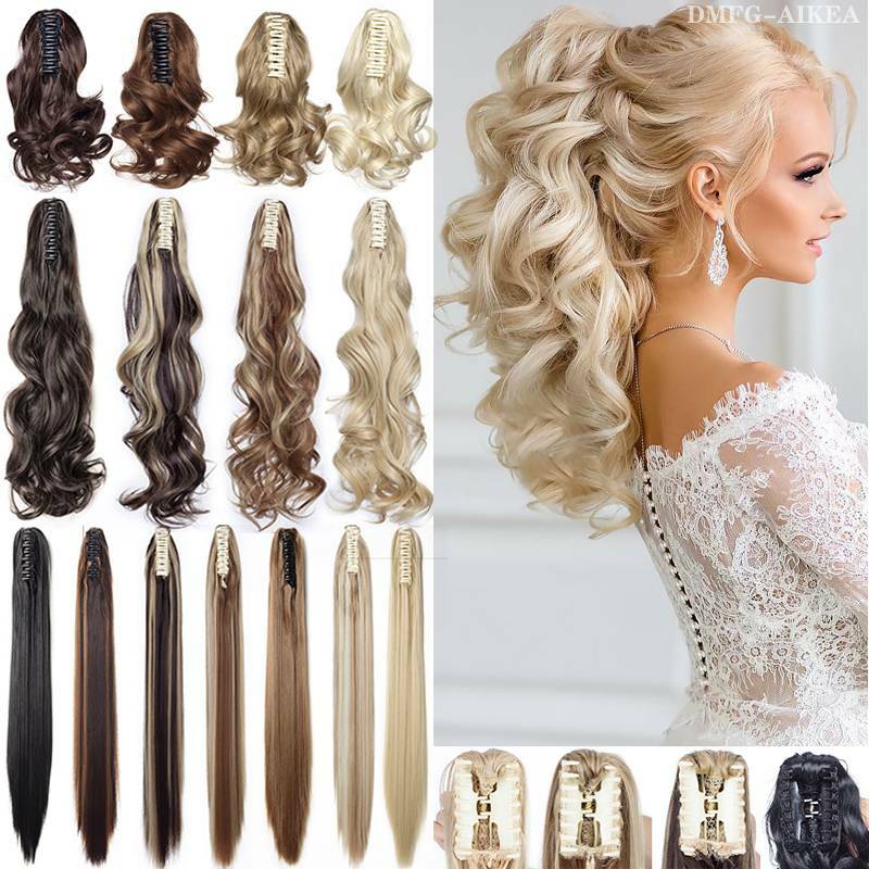 Real Thick Hair Claw-On Ponytail Hair Extension Piece Clip In Pony Tail as Human