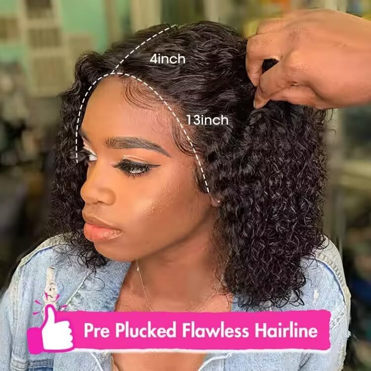 Peruvian KInky Curly 13×4 Lace Front Human Hair Wigs for Black Women Glueless