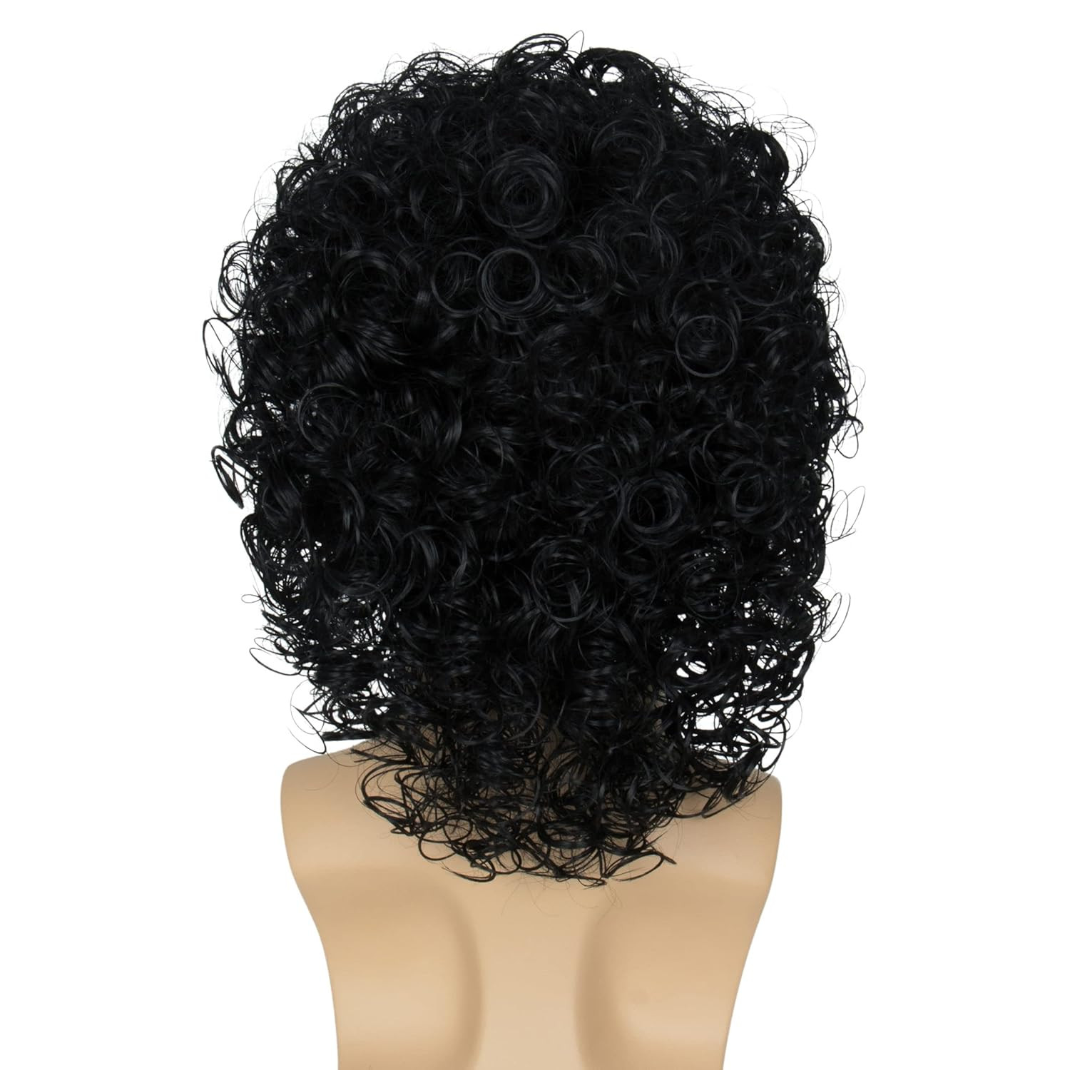 Miss U Hair Jerry Curl Wig Mens Short Black Curly Wig With Mustache 70s Rocker M