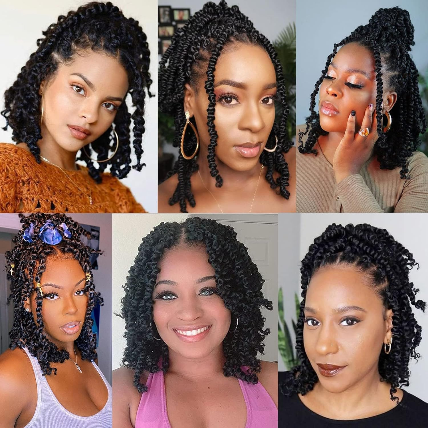 8 Packs Passion Twist Crochet Hair 10 Inch Pre Twisted Natural Black Passion Twi