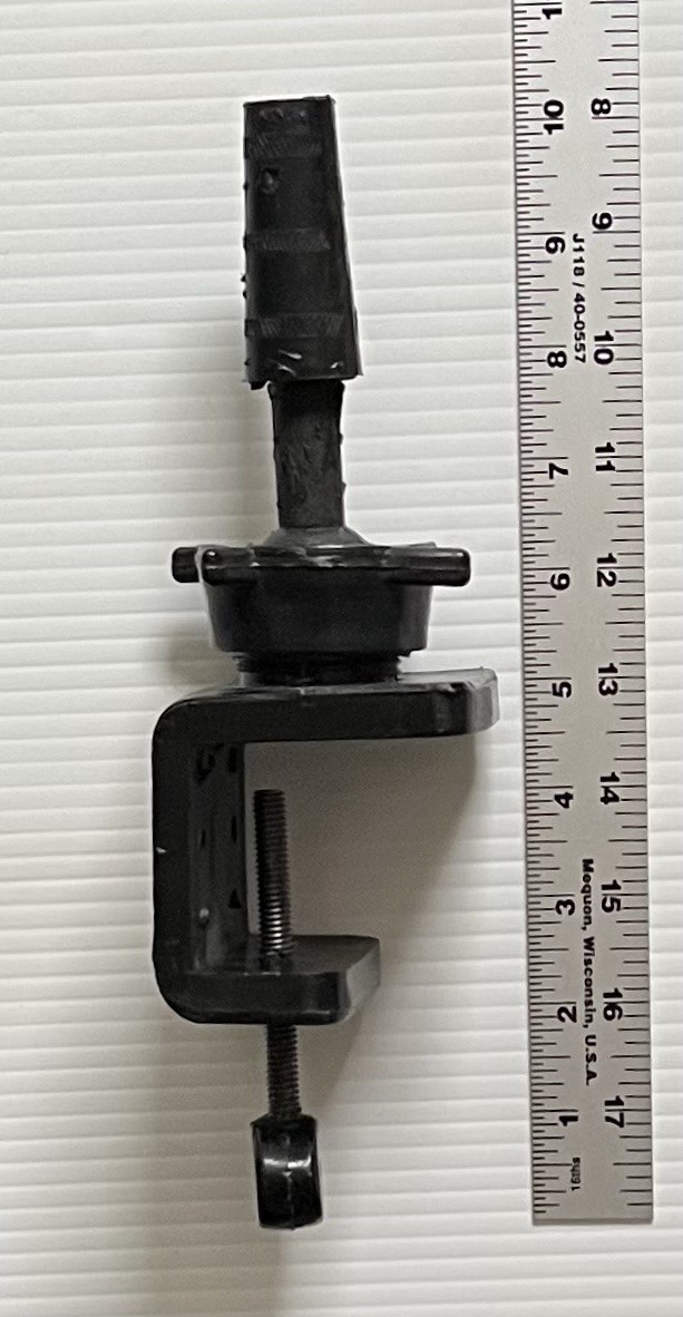Vintage Hip-Swivel Wig Head Block Holder • Black Plastic • Table Mount Clamp