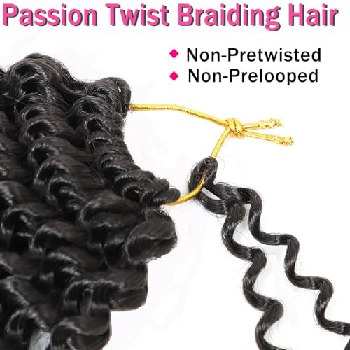 Passion Twist Hair-14 Inch 7 Packs Water Wave Crochet 14 Inch(Pack of 7) 1B#