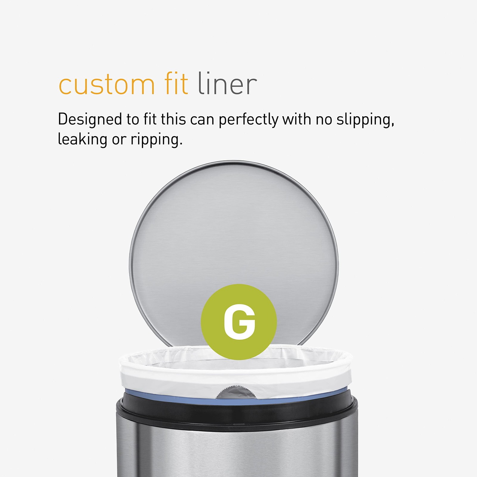 simplehuman Code G 60 Count Custom Fit Liners, 60 (Pack of 1), White