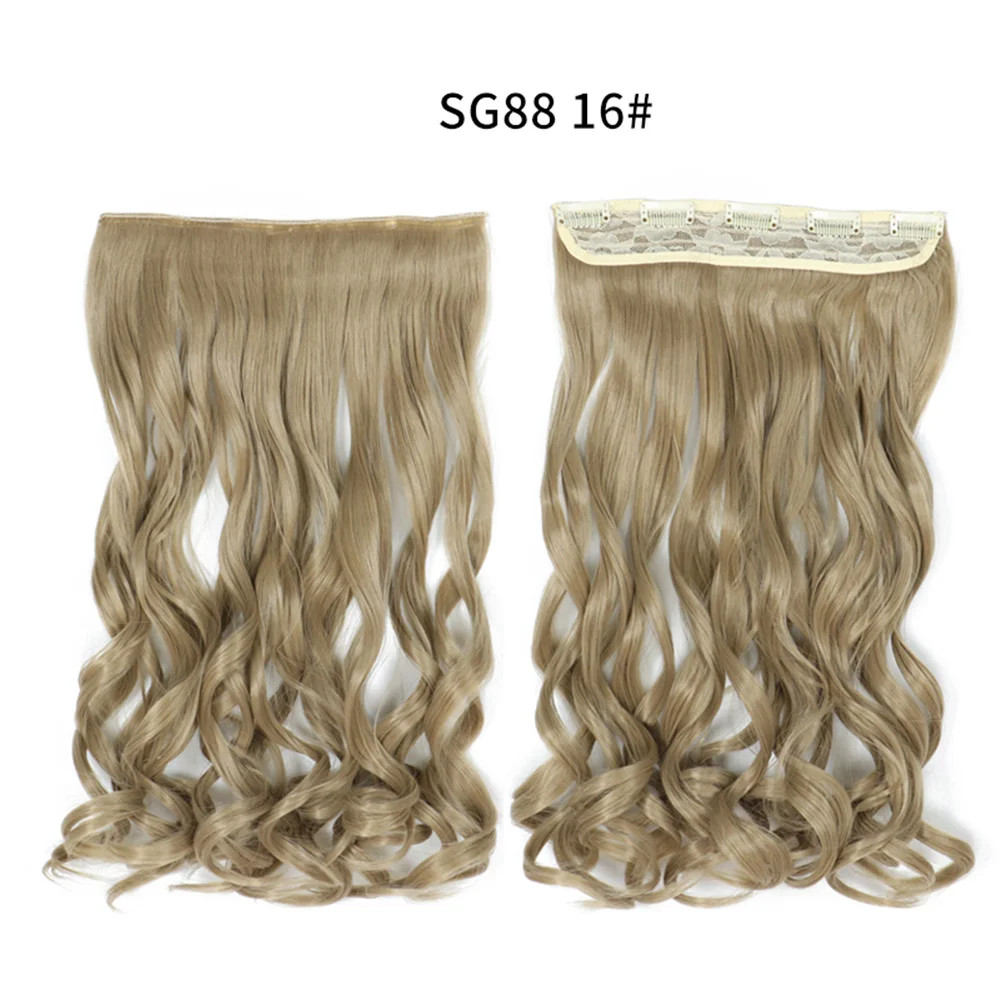 Long Straight 5 Clip In 22Inch Synthetic Hair Extensions Natural Fake Hairpiece