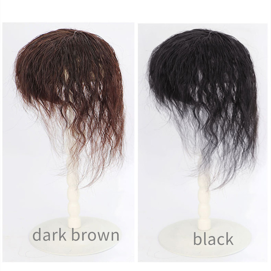 100% Human Hair Topper Toupee Curly Wavy Clip Hairpiece Top Wigs For Women Men