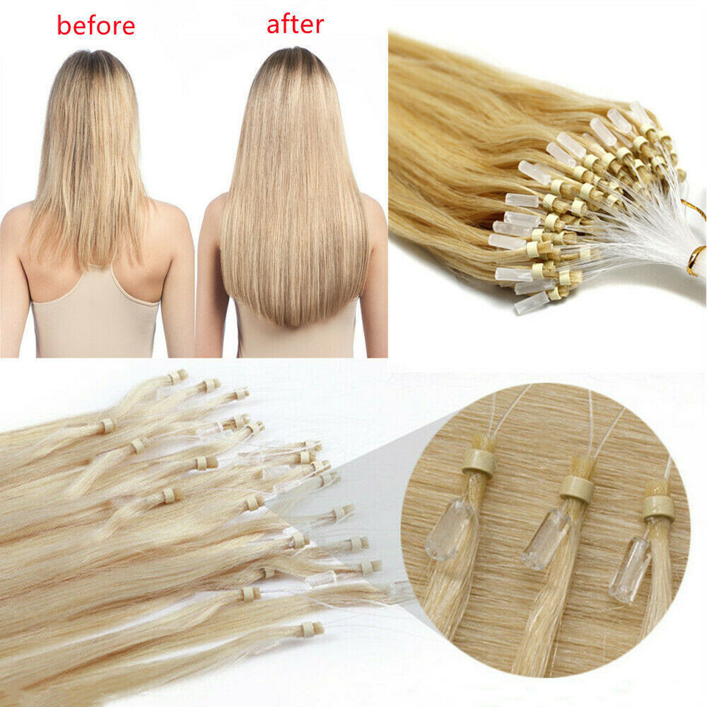 Micro Ring Loop Hair Extensions Real Human Hair Micro Beads Link Thick Remy Hair