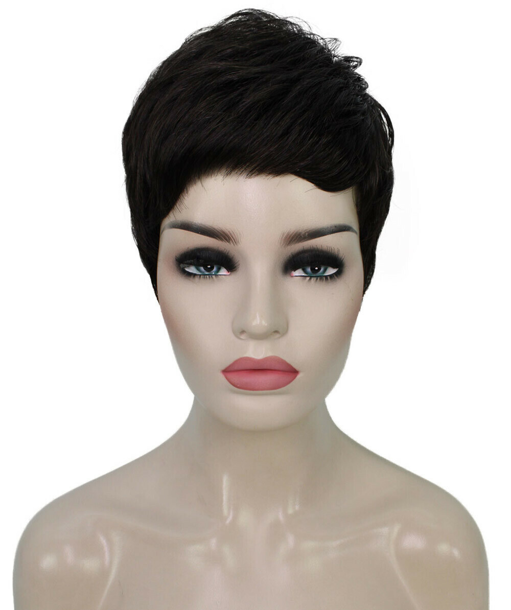 Lucille – Srraight Kanekalon Synthetic Fiber Full Wig, 1.75-3.25 in, Dark Brown