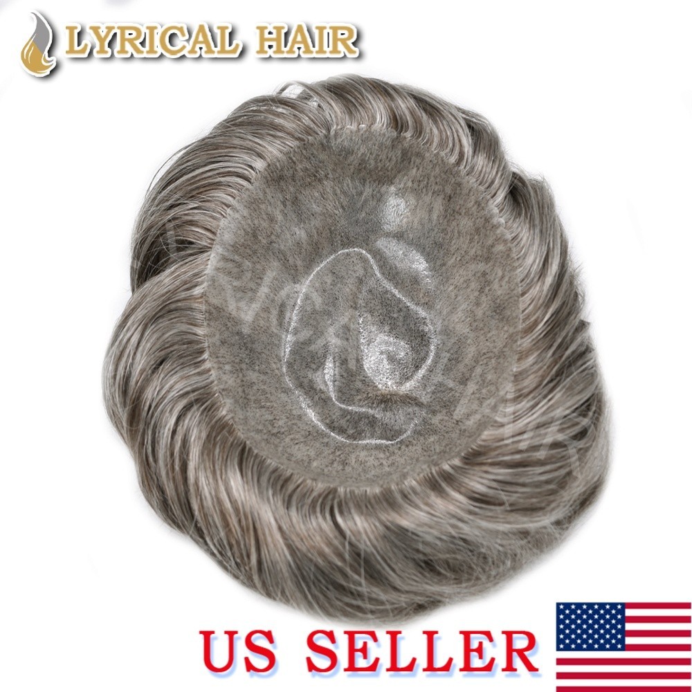 Full PU Skin 0.10mm Men Toupee All Colors Human Hair System Injection Hairpiece