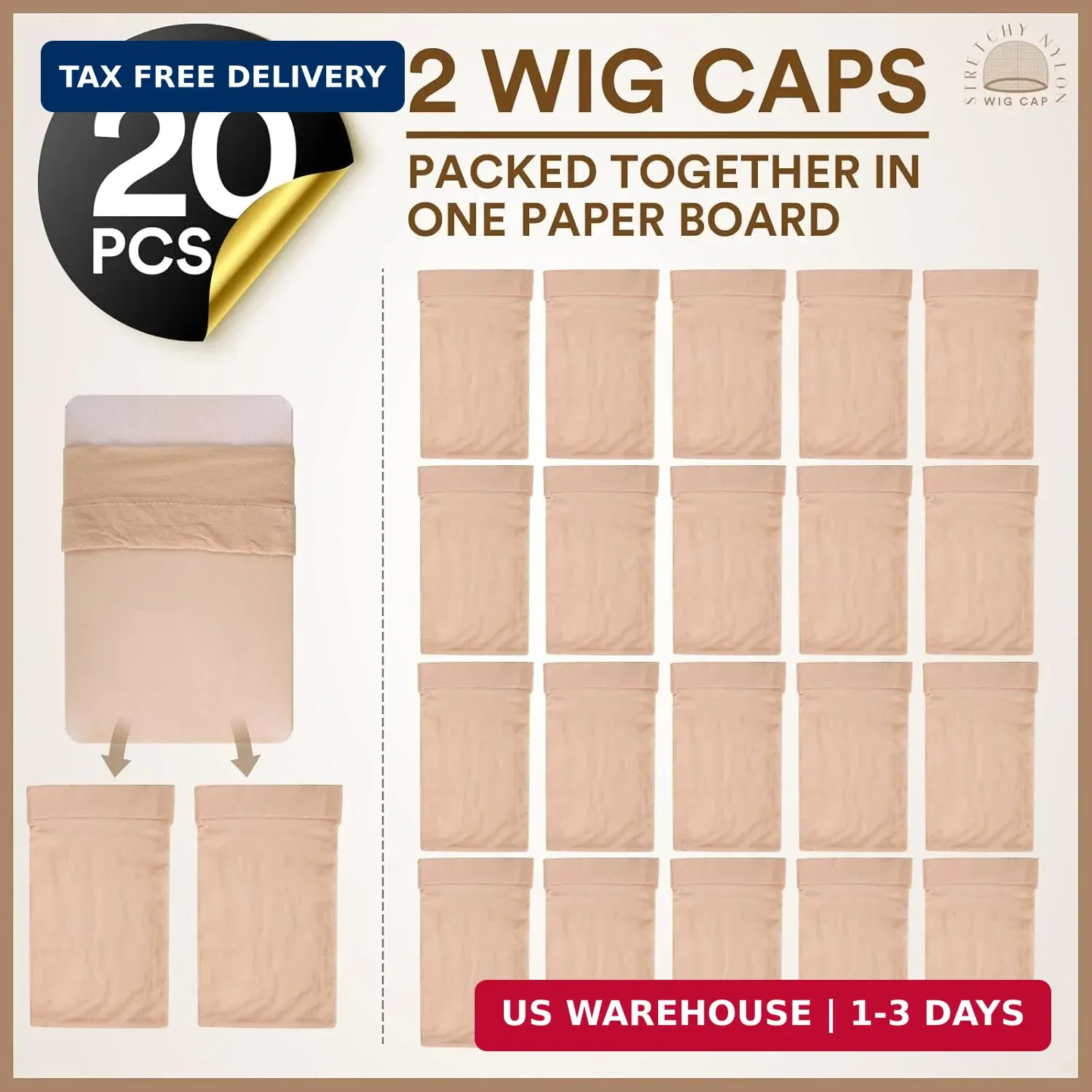 Teenitor Wig Cap, Nylon Wig Caps, 20Pcs Stocking Wig Caps for Women Nude