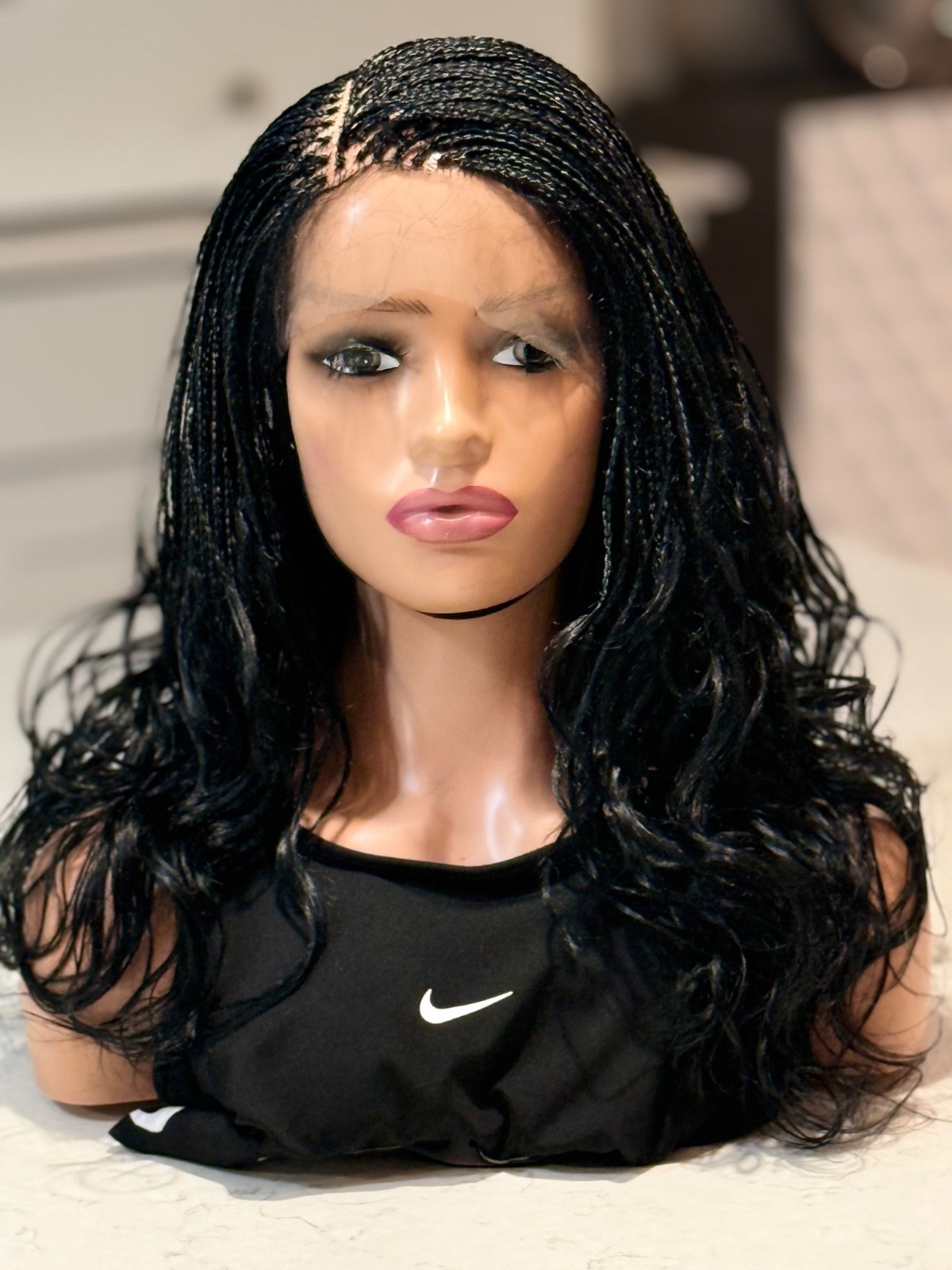 Braided French curls wig. Three tone wavy wig. Made on a full lace wig. 18”long.