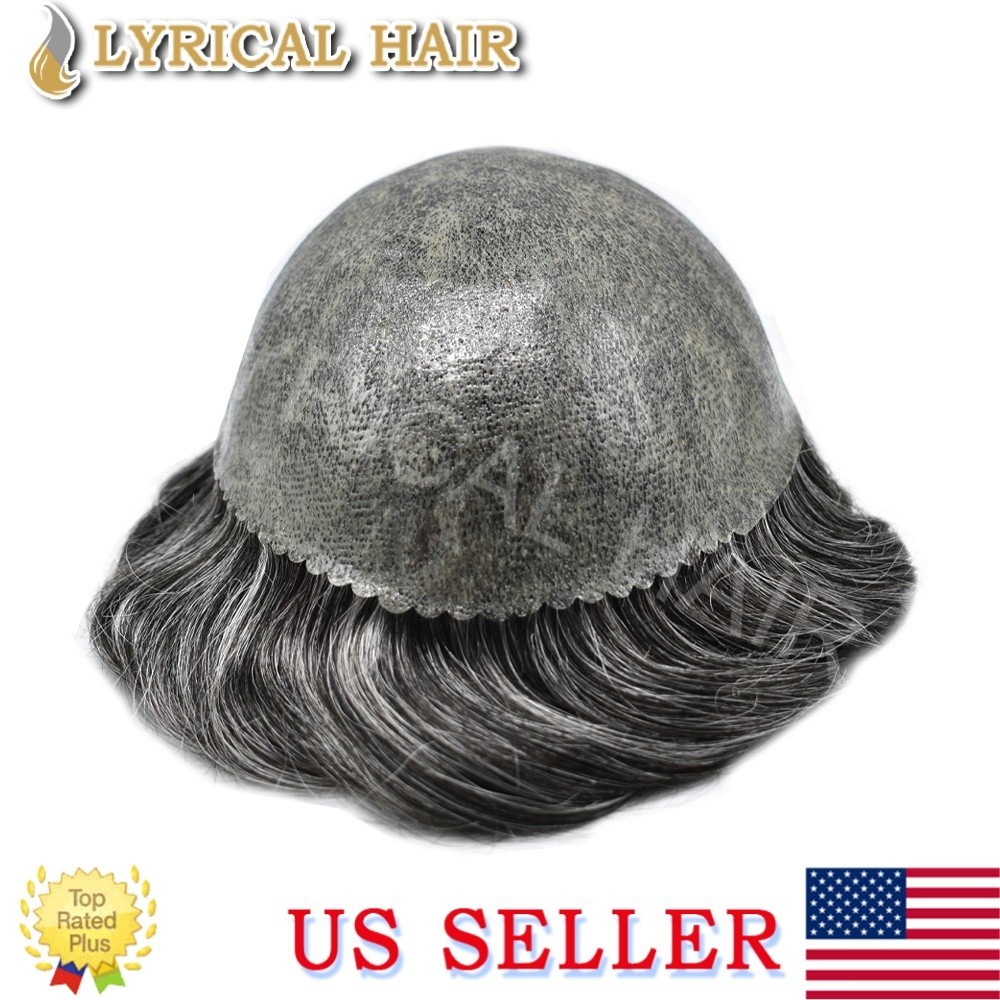 Lyrical Hair Full PU Mens Toupee Hairpieces 0.10mm Injection Human Hair System
