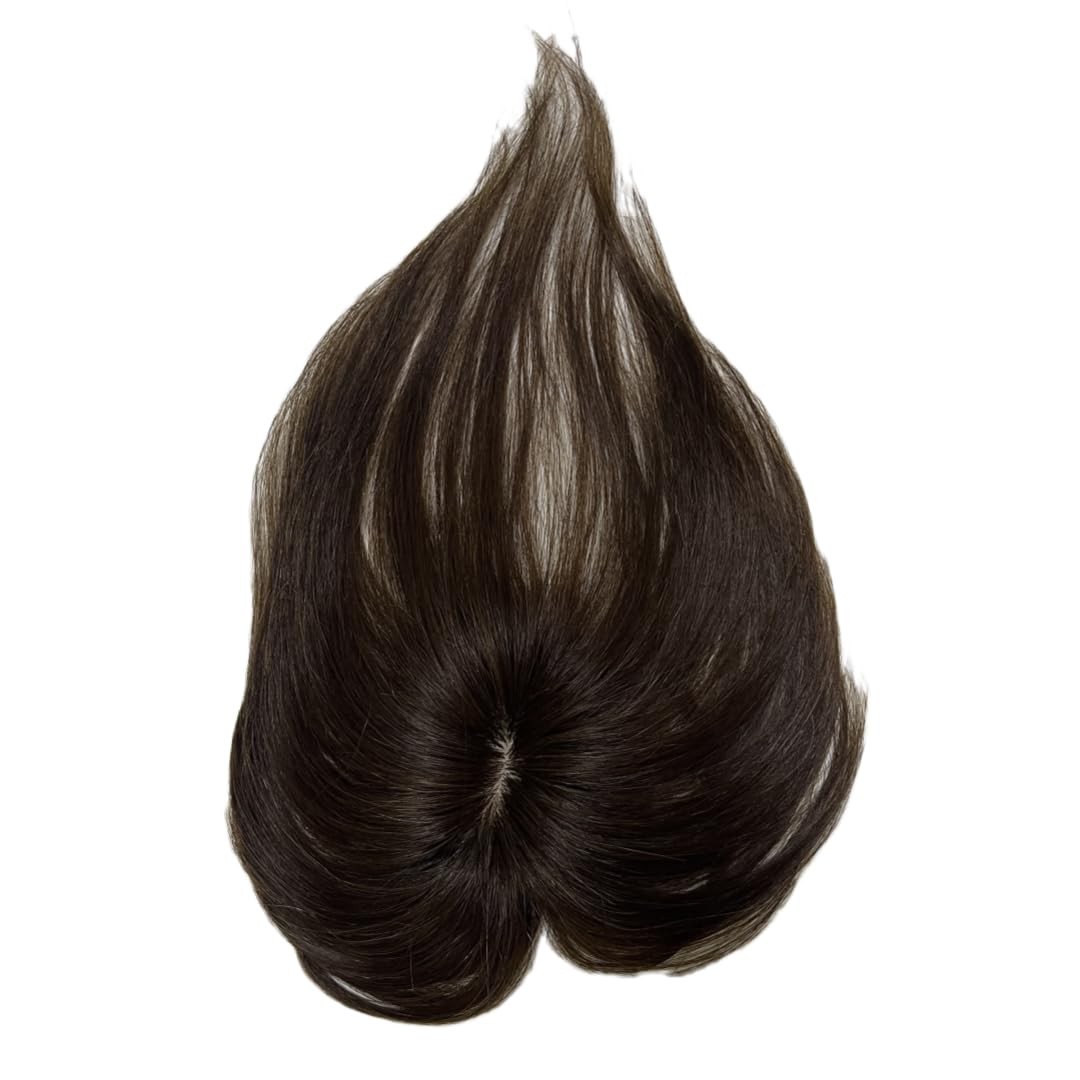 Realistic Human Hair Toppers with Glueless Clips – Custom Style Dark Brown