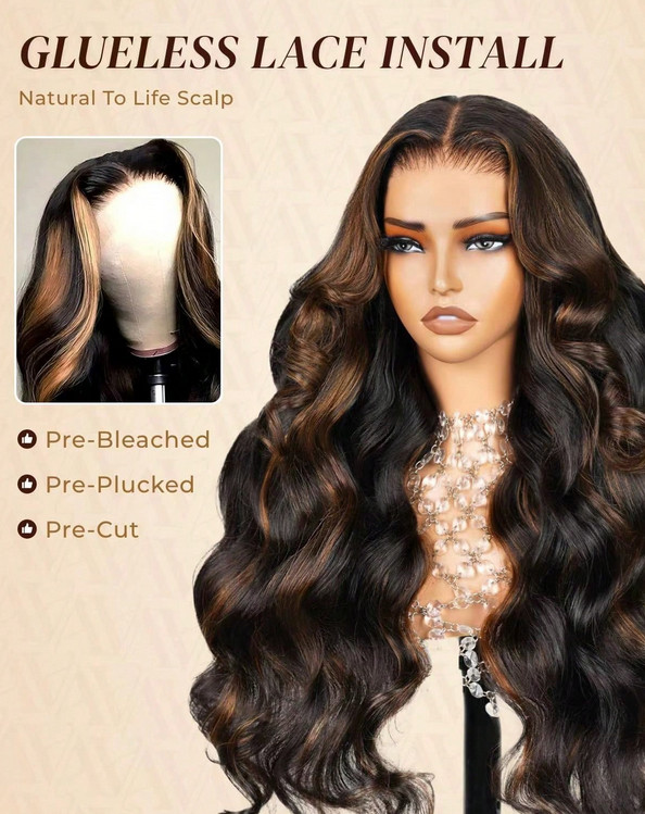 Brazilian Virgin Human Hair 5×5 Boyd Wave Human Hair Ombre 1B/30 Lace Front Wigs