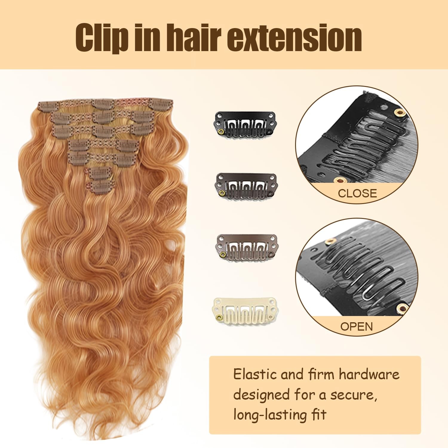 #30 Brown Long Wave Clip in Hair Extensions,18 Inch Soft Real Human Hair,Ligh…