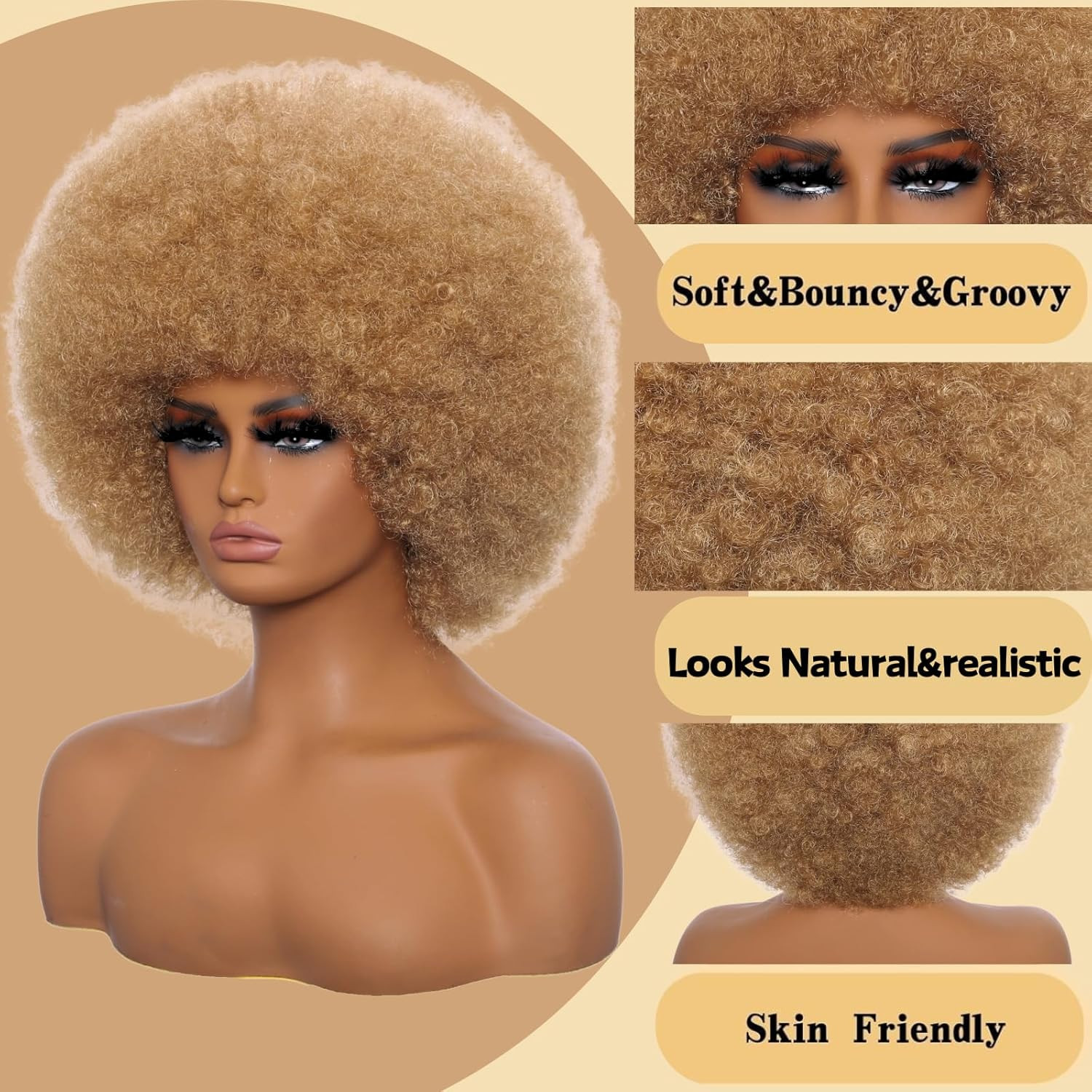 Afro Wigs for Black Women 70S Afro Curly Wigs Soft Natural Looking Fluff and Bou