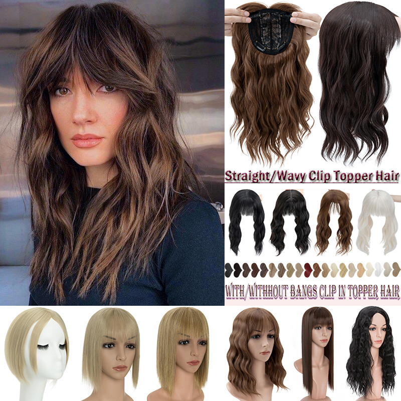 100% Real as Human Remy Hair Topper Toupee Clip in Hairpiece Natural Top Bangs