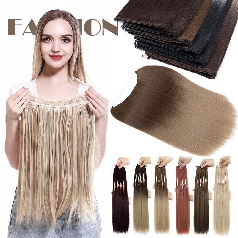 Hidden Secret Wire In Hair Extensions Invisible Head Band Natural Ring Hairpiece