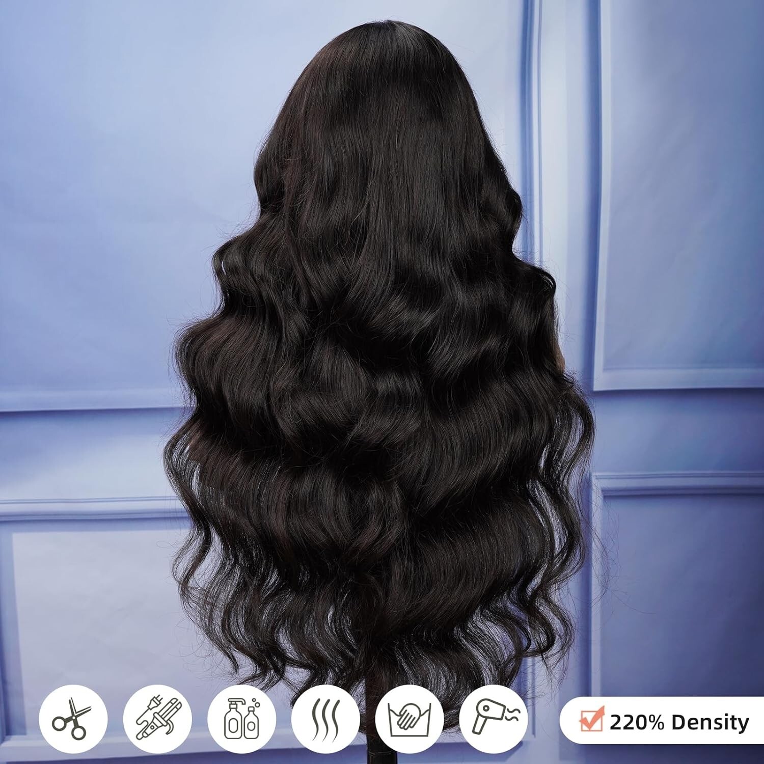 Heat Resistant Lace Front Wigs Long Black Loose Wavy Synthetic Wig Human Hair