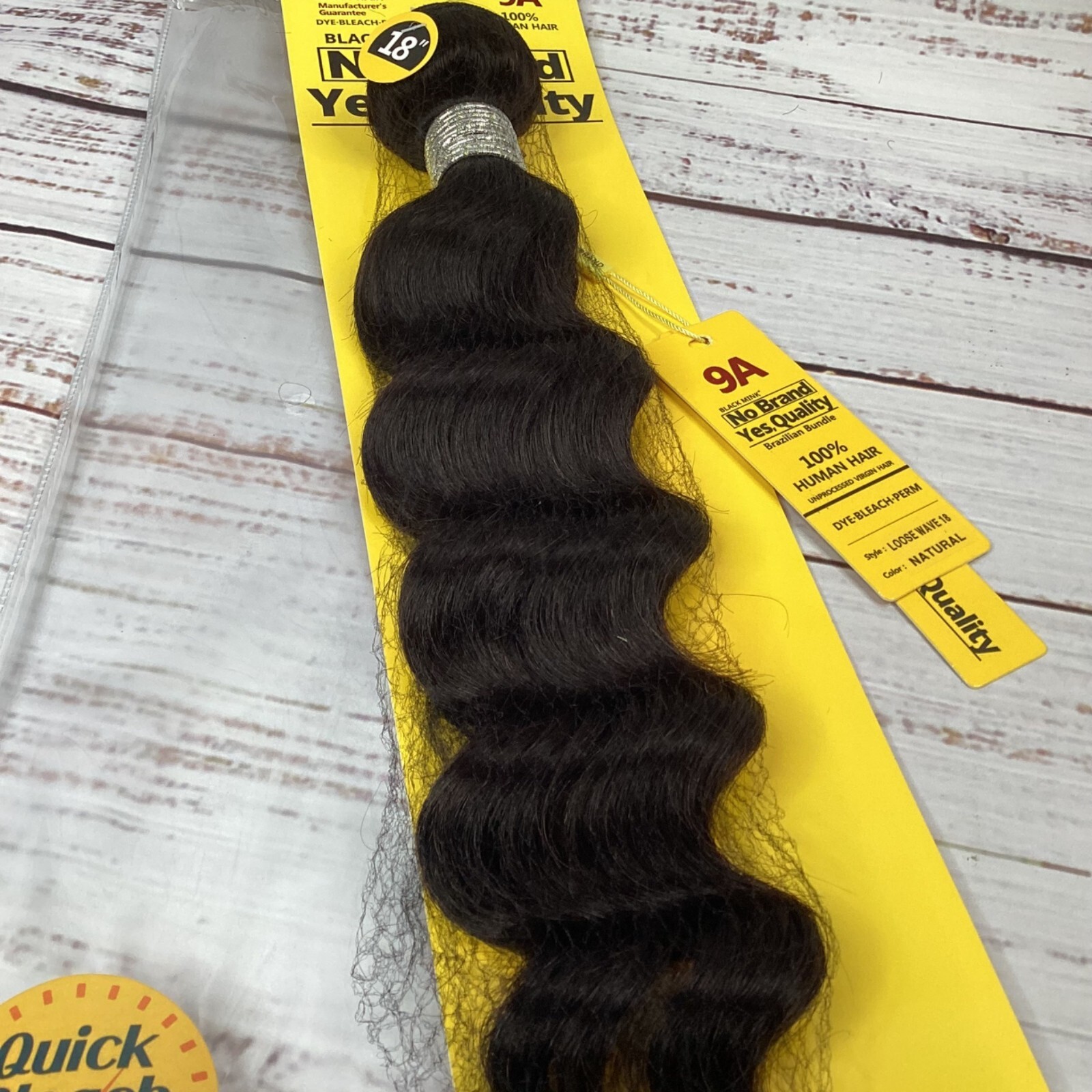 18” Loose Wave 9A Quality Brazilian 100% Human Hair Natural (dark) Extensions