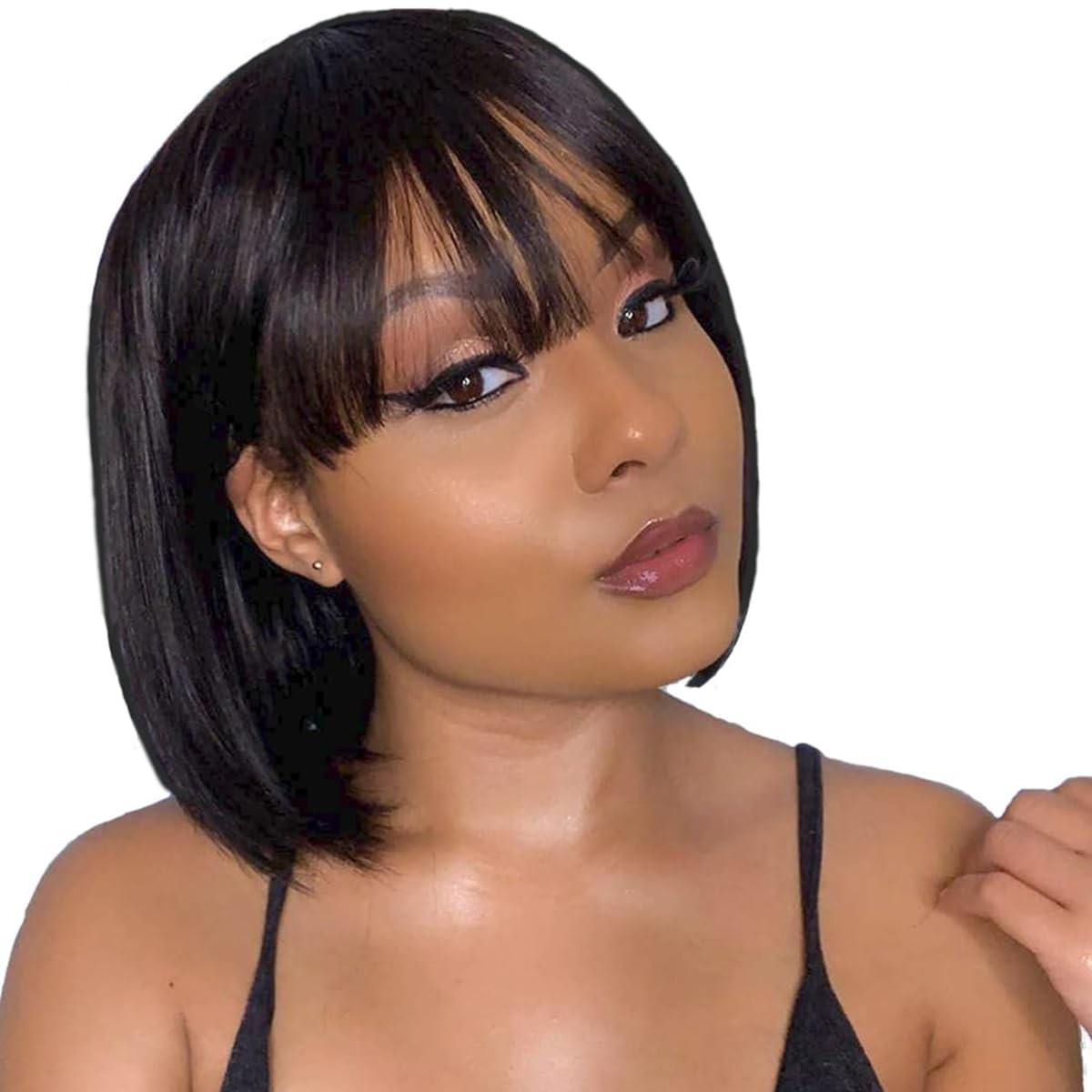 Straight Wig with Bangs Short Bob Wigs with Bangs Human Hair 100% Brazilian Wig