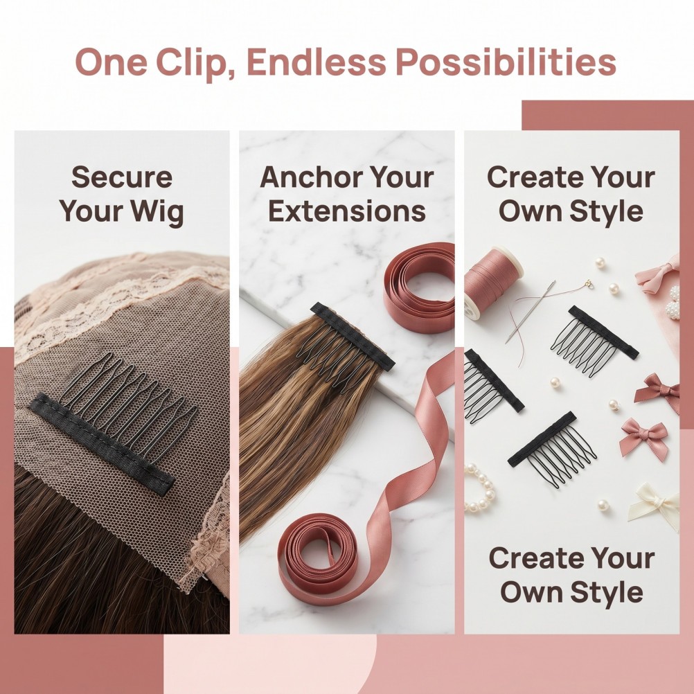 40Pcs Durable Wig Fixing Clips Steel Hair Accessories with Fabric Lining