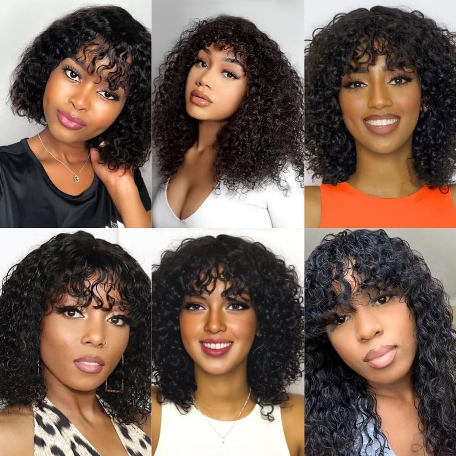 Curly bob wig 2×1 Lace Front Wigs Human Hair Wigs with Bangs for Black Women