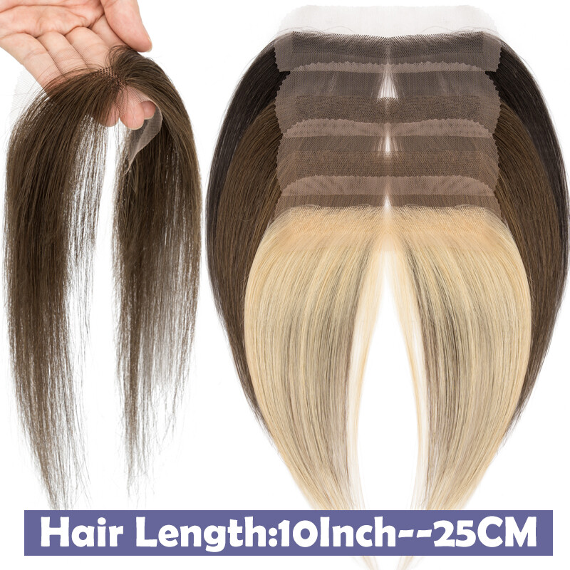 Women Topper REMY 100 Human Hair Toupee Forehead Hairline Lace Base Skin Thin 8A