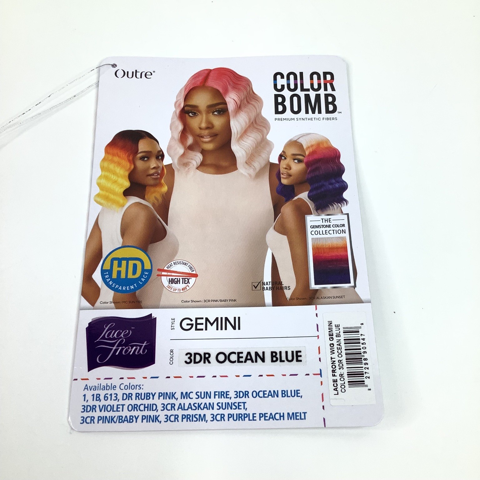 Outre Color Bomb Gemini Lace Front Wig 3DR Ocean Blue Wavy Synthetic Hair