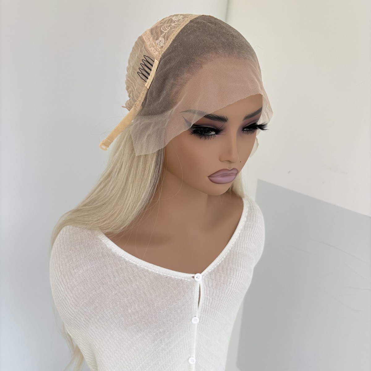 Long Straight Highlight Blonde Women Lace Frontal Wig Synthetic Hair