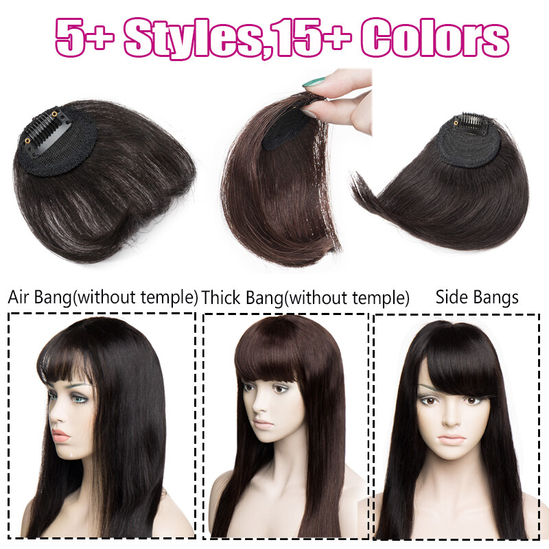 SALE Fringe Bangs Clip In 100% Remy Human Hair Extensions Middle Part Hairpieces