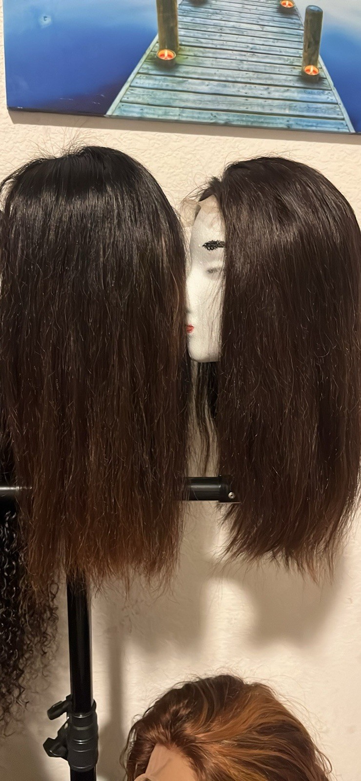 Long Straight Wig Hairpiece for Women Adult Black to Brown Shade