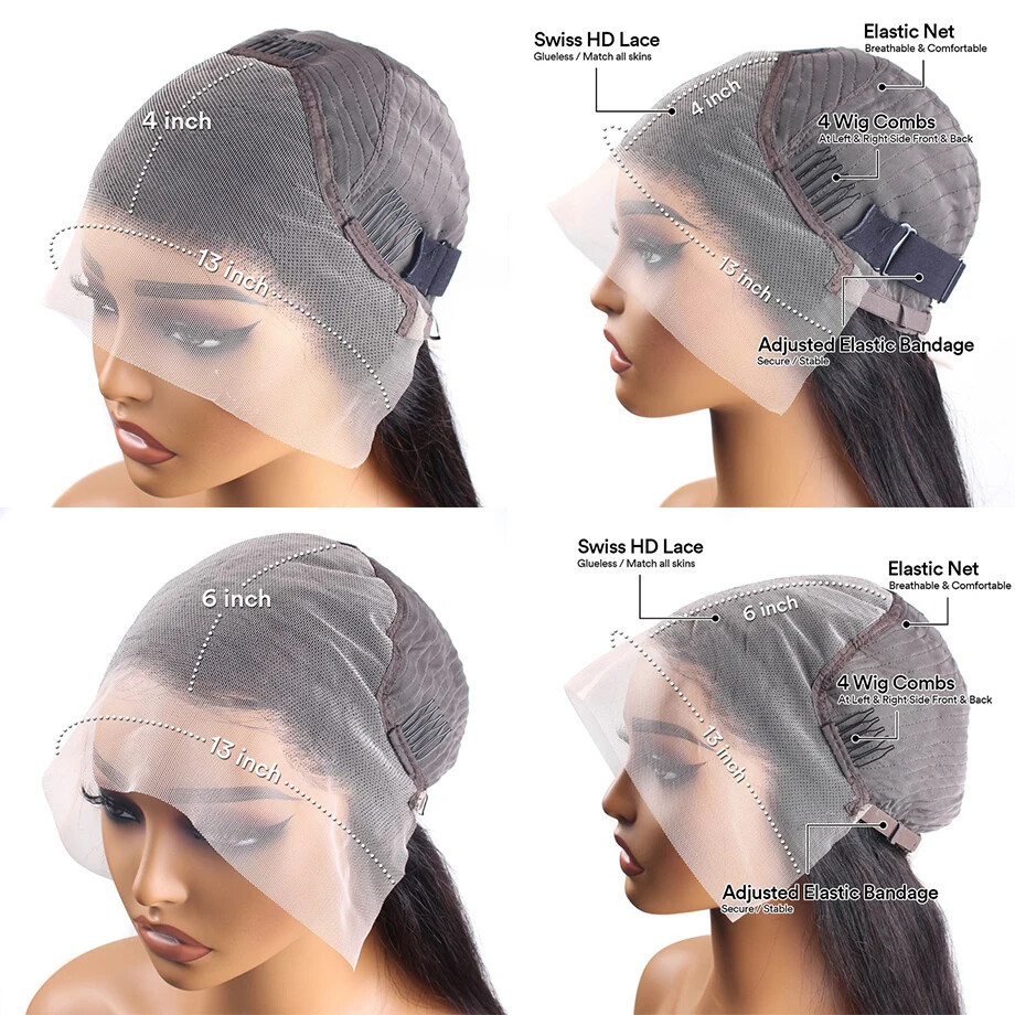 13×6 Body Wave HD Transparent Lace Front Human Hair Wig 40 Inch 5×5 200 Density