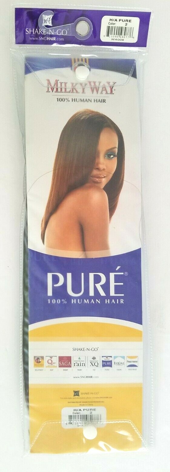 Milky Way Remy 100% Human Hair YAKY Weave Straight 8” #2- 2 packs