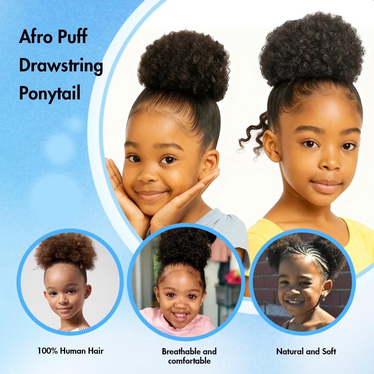 Afro Puff Drawstring Ponytail 4 Inch Curly 100% Remy Human Hair – Easy to Wear