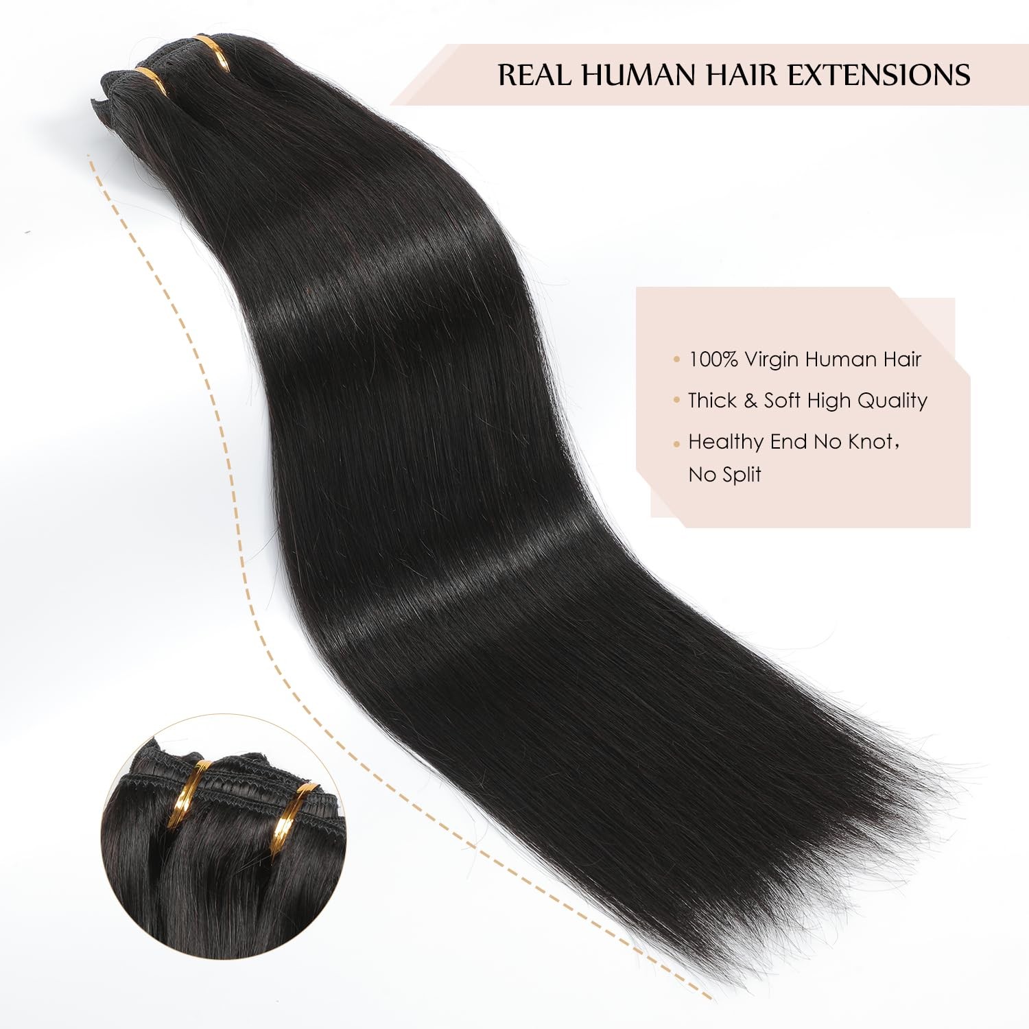 Sisily Clip In Hair Extensions Real Human Hair16 Inch 140G Natural Straight