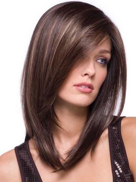 Rene of Paris Laine Wig Ginger Brown Straight Layered Side Part Basic Cap