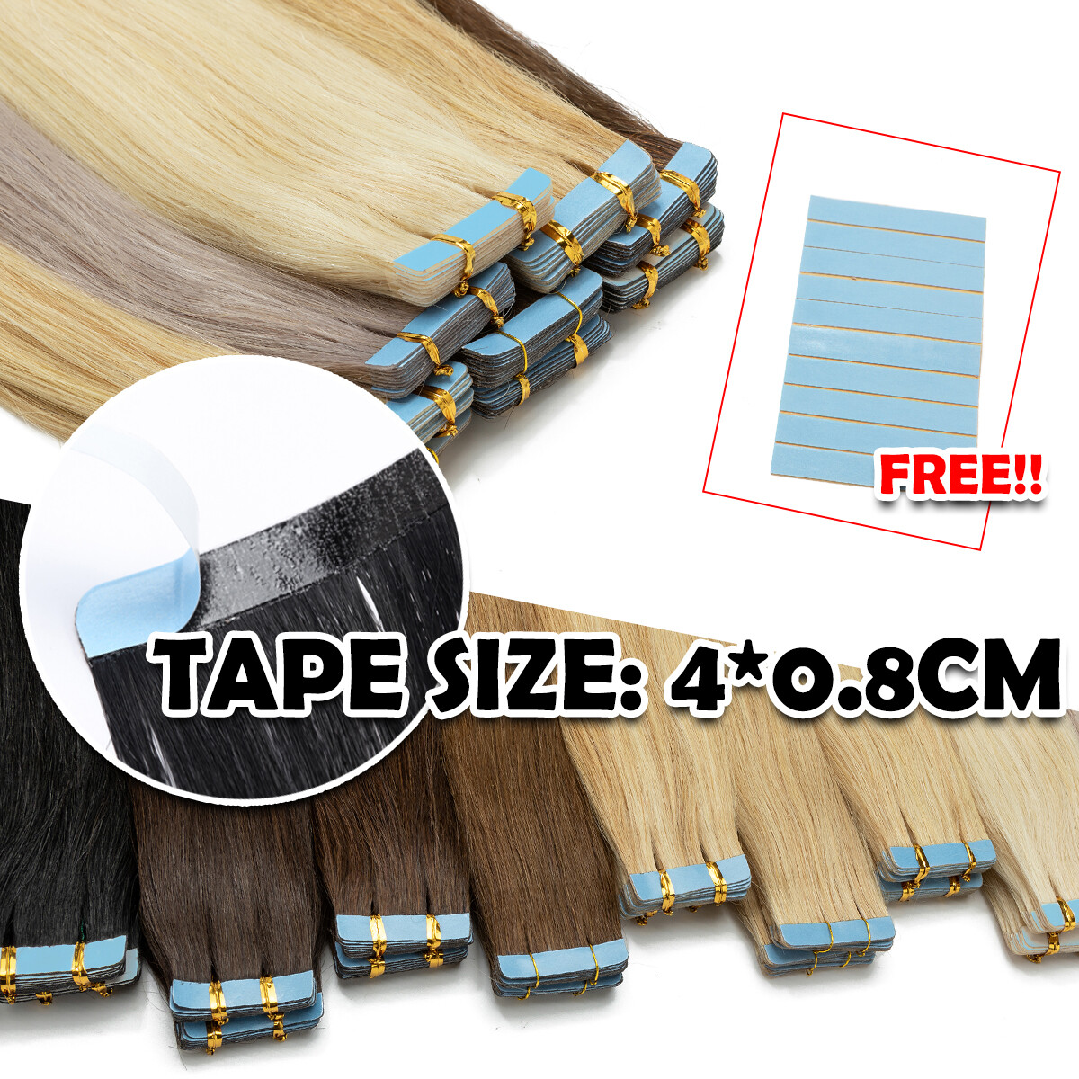 150G THICK Skin Weft Tape In 100% Human Remy Hair Extensions Full Head Highlight