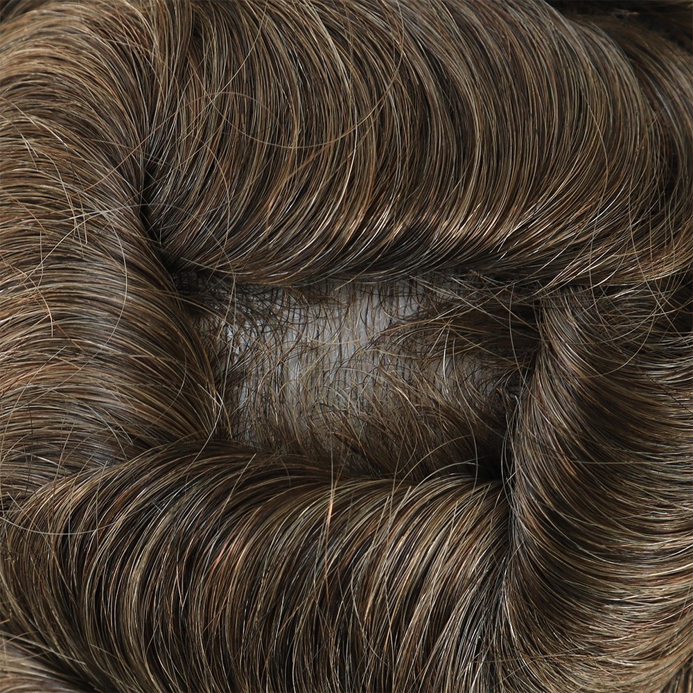 Mens Toupee Human Hair Replacement System Hairpiece 0.03mm Ultra Thin Skin8x10#7