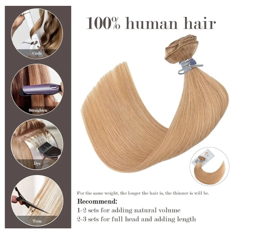 Golden Brown Hair Extensions Clip In Human Hair Extensions Reddish Blonde 70g…