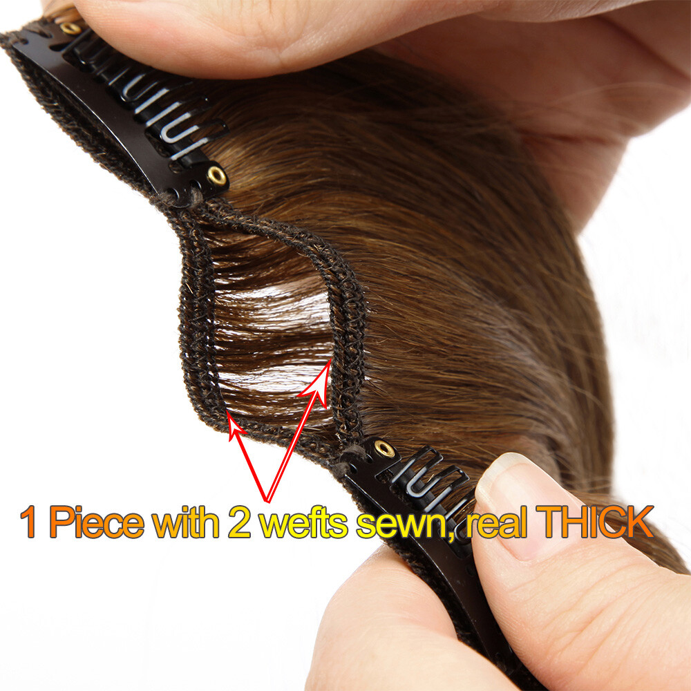 Big THICK Clip In 100% Real Remy Human Hair Extensions Full Head Double Weft US