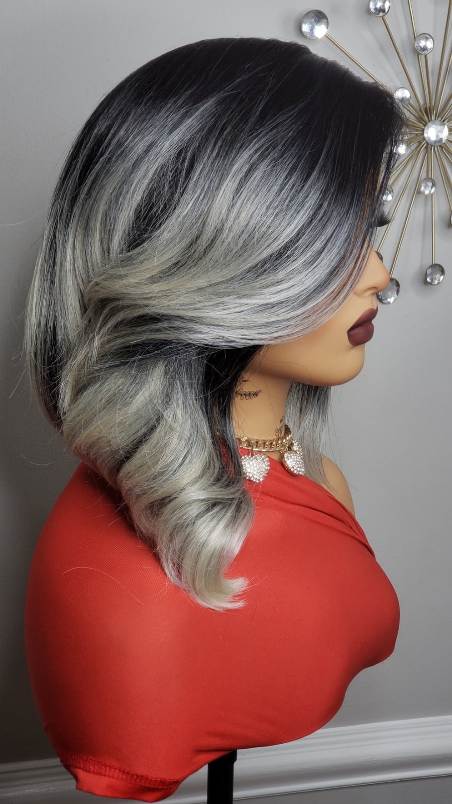 New Curly Side Bang Bob Style Lace Front Wig Black Ash Blonde Gray Ombre Womens