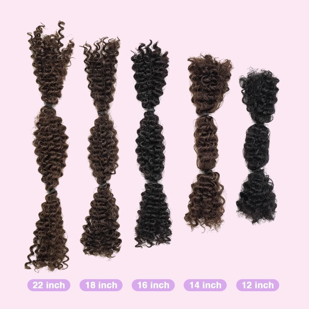QVR Kinky Curly 3C Bulk Human Hair Spring Twist Extensions 22in Natural Black