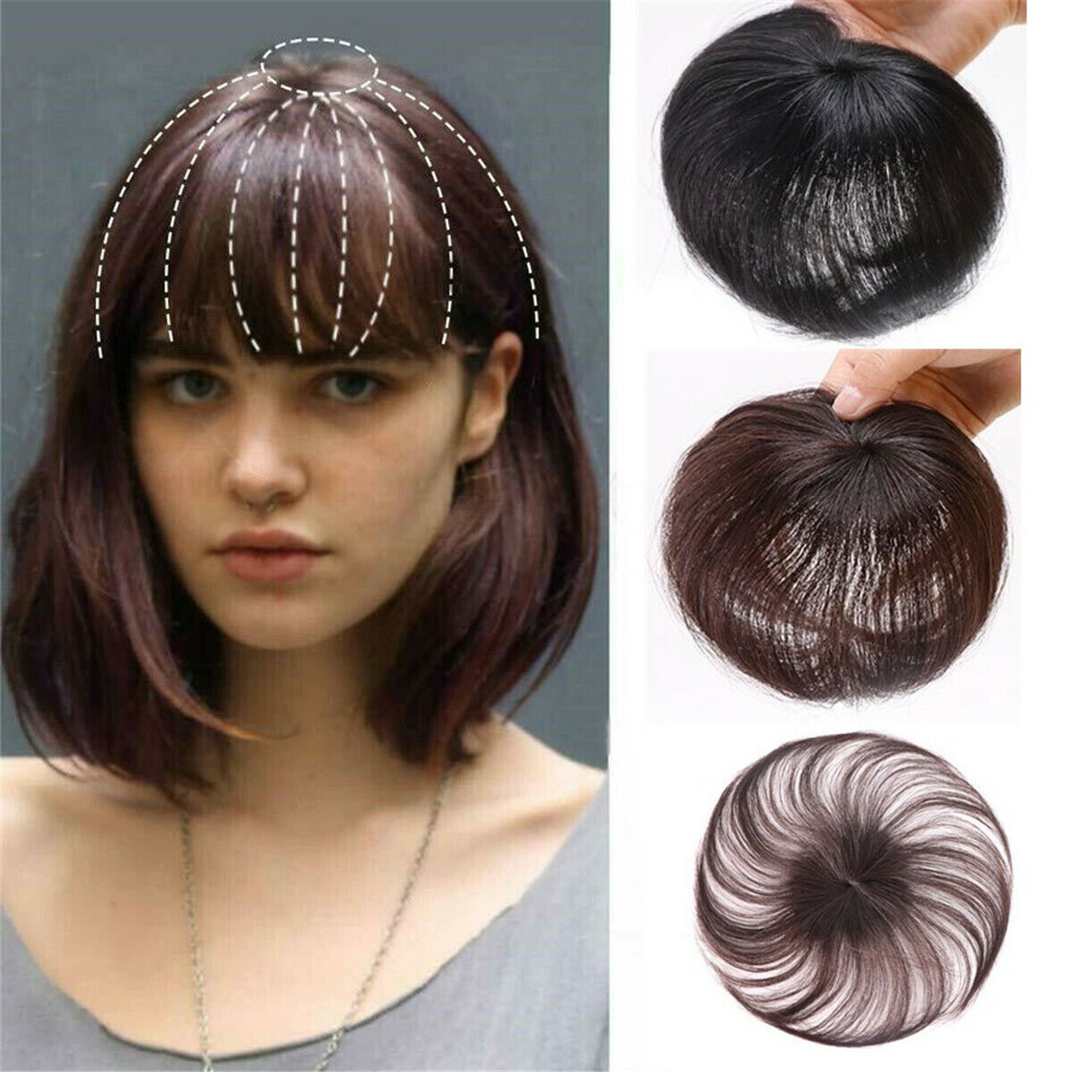 100% Human Hair Topper Clip in Hairpiece Wig Toupee Top Pieces Women Wigs USA