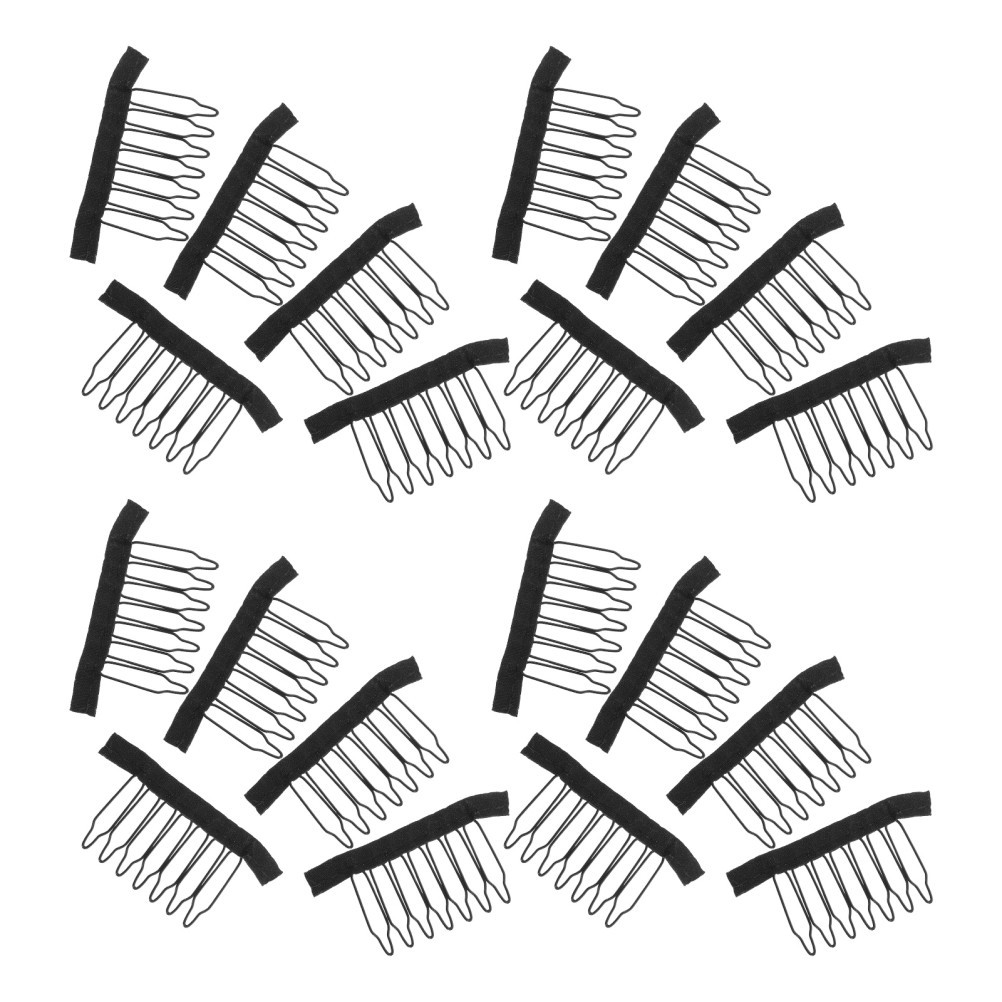 40Pcs Black Wig Clips Steel Fabric Reusable Hair Clips for Wig Support