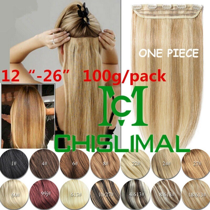 12-32inch 100g Remy Clip In Human Hair Extensions 3/4 Full Head Weft Custom Made