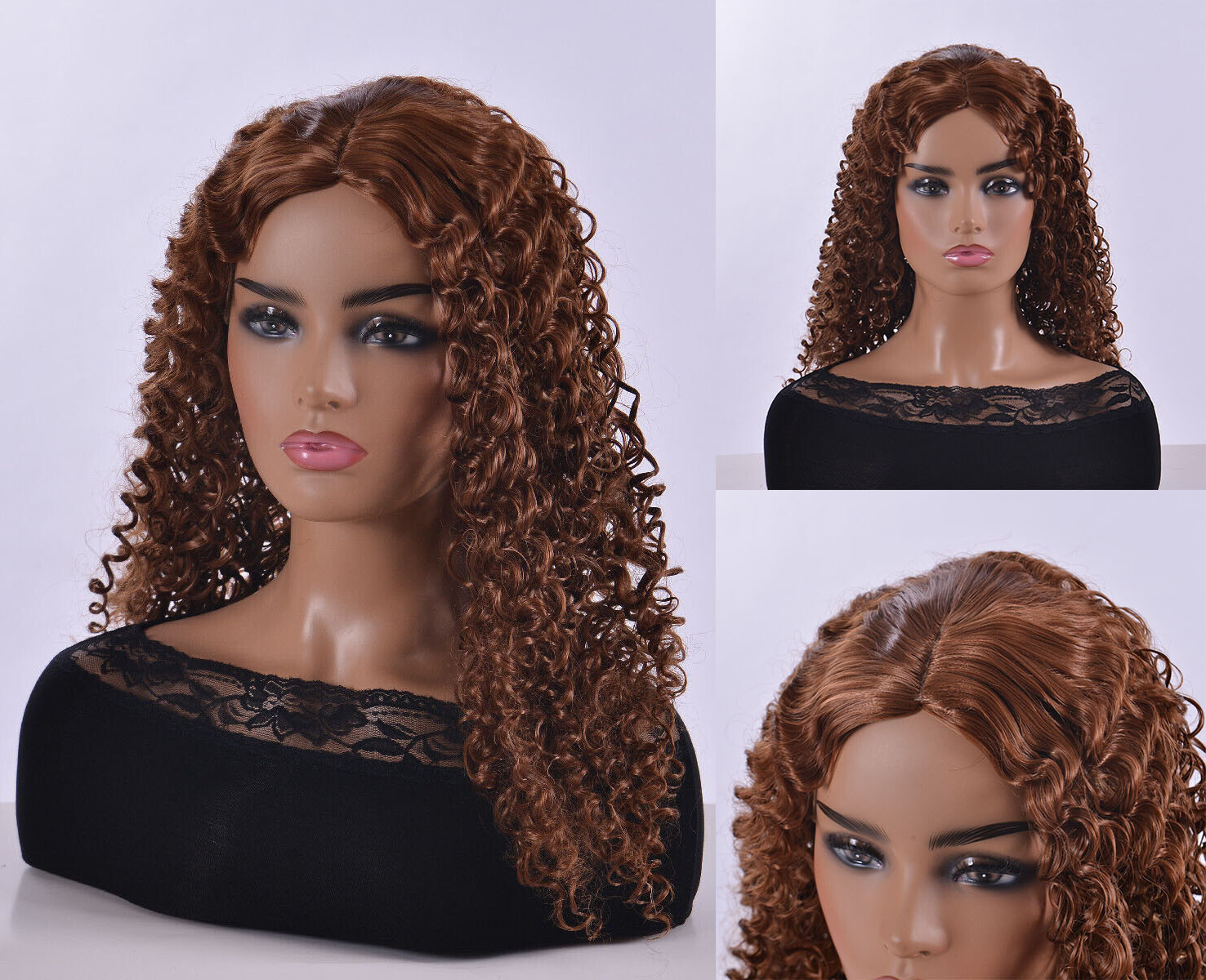 Women’s Curly Wavy Chest Long Wigs Blonde Brown Synthetic Medium length Hair
