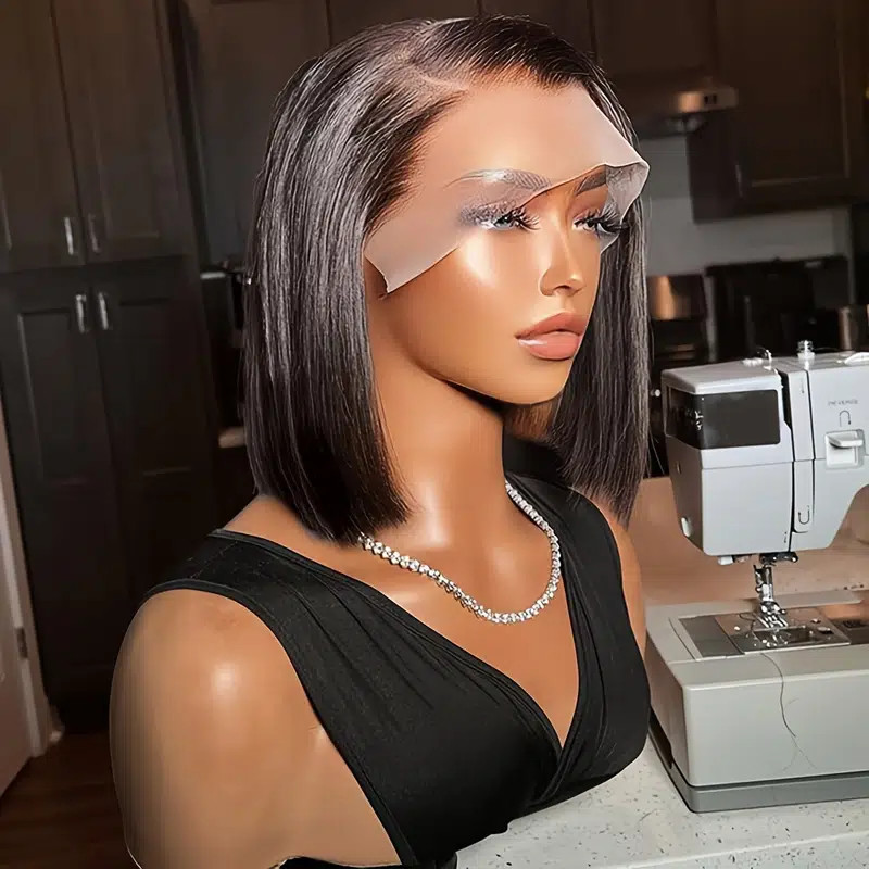 Sexy black human hair bob wig yes can be bleach also pre plucked