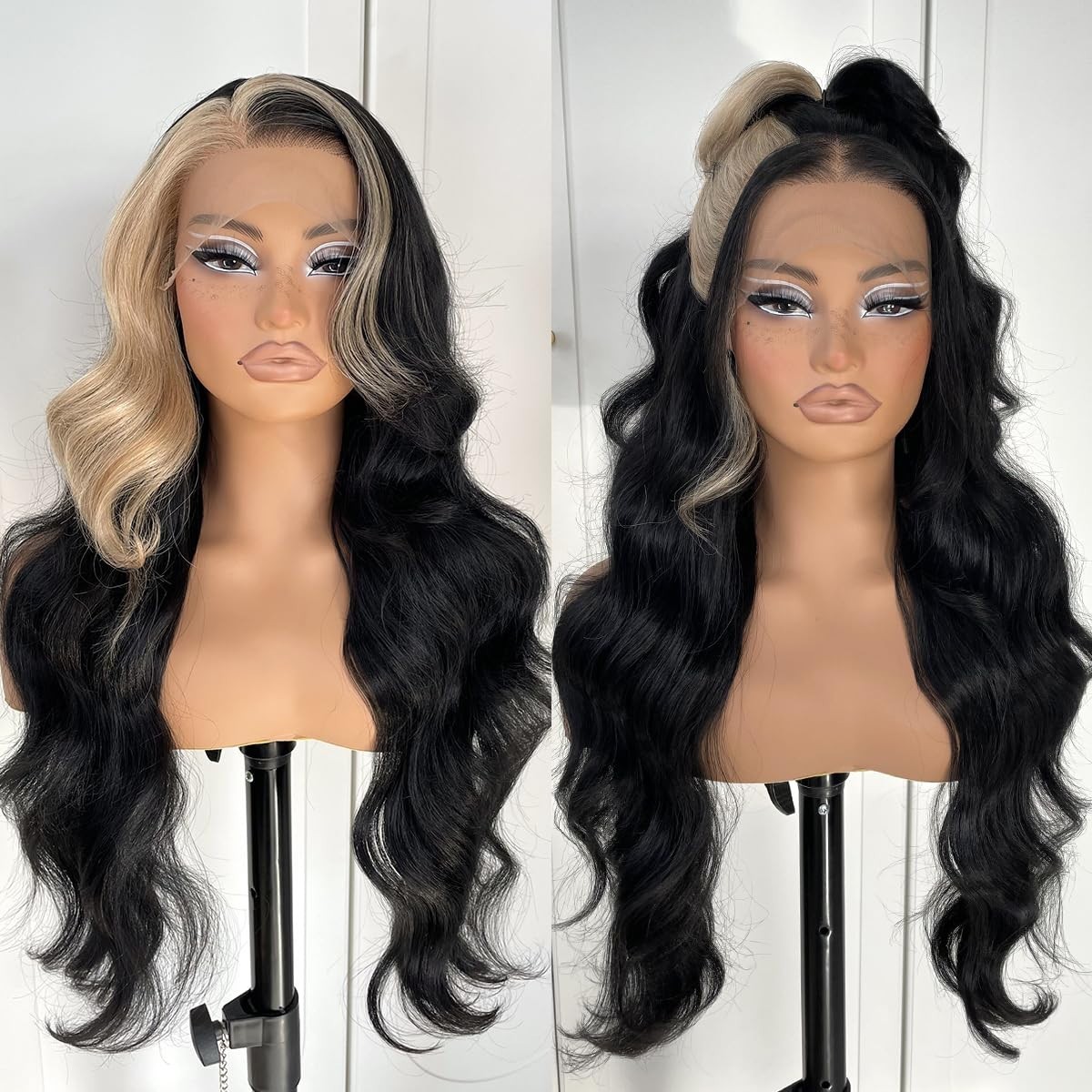 LACE FRONT WIG HUMAN HAIR BLENDED HIGHLIGHTS