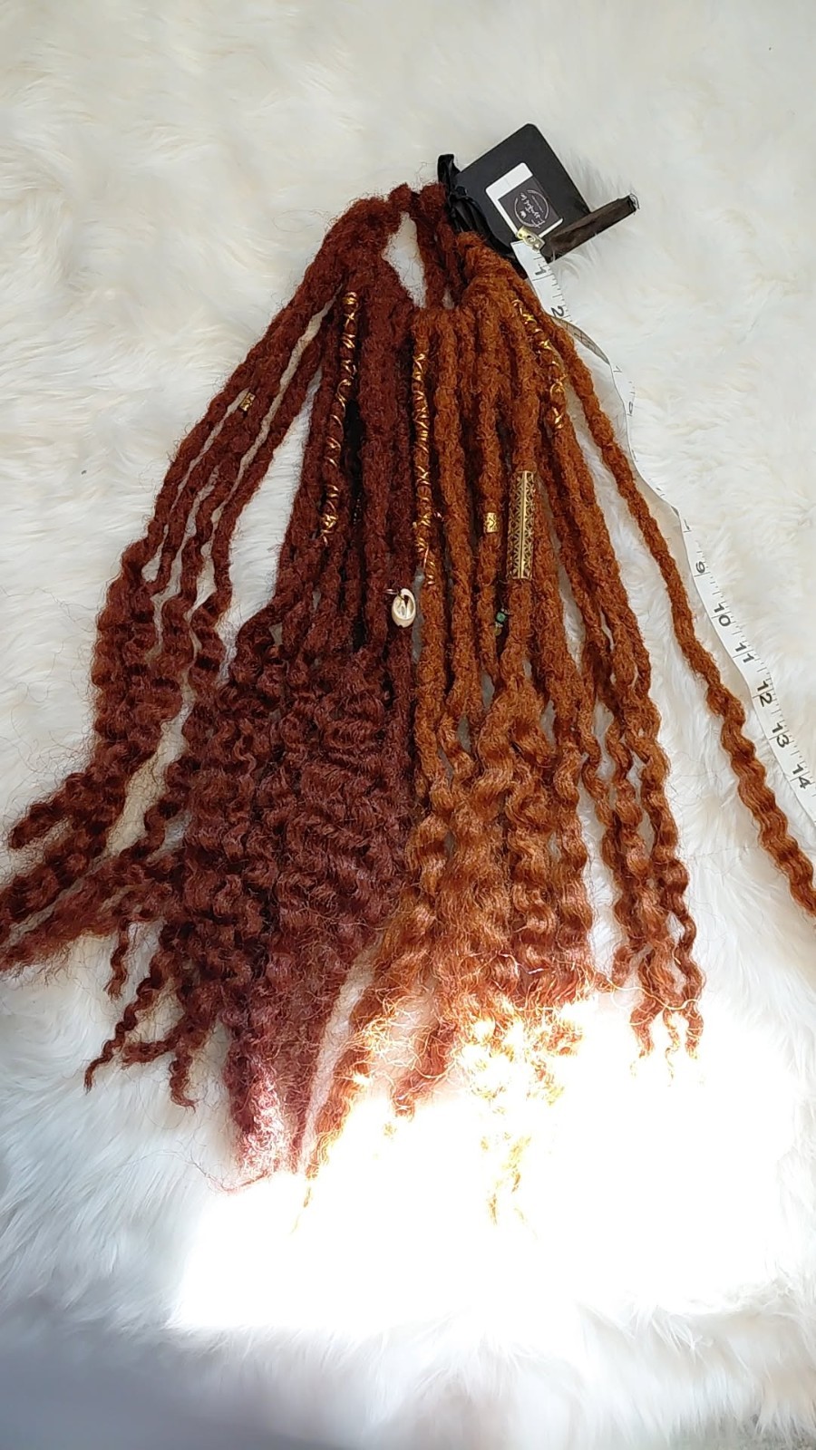 Two shaded handmade synthetic dreadlock hair extensions